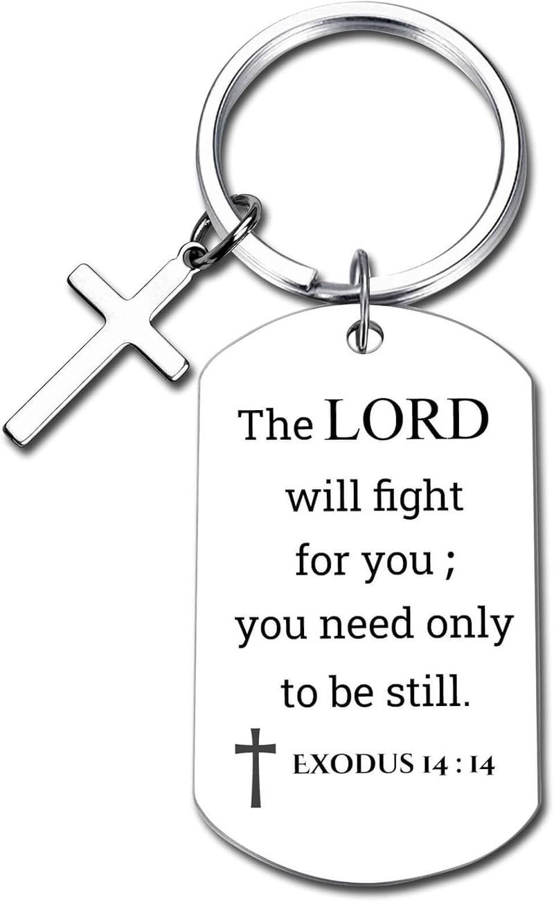 GiftYou Inspirational Scripture Metal Key Chains with Cross Pendant - Bible Verse Keychain Religious Gift for Christian - Image 1